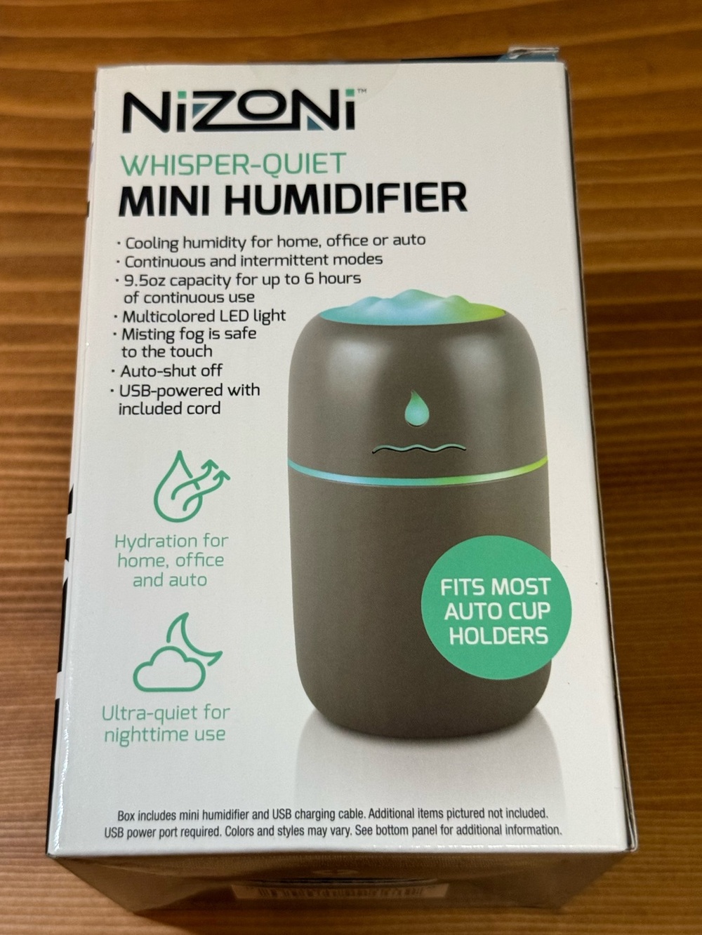 Whisper-Quiet Mini Humidifier - Gray with Color-Changing LED - Picture 2 of 4
